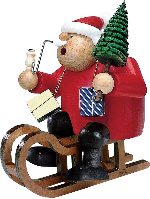 KWO Räuchermann Weihnachtsmann mit Schlitten