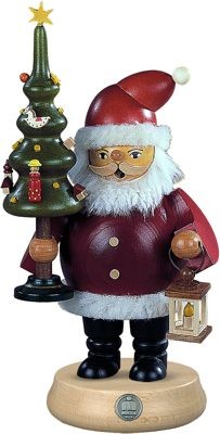 Kleinkunst Müller Räuchermann Weihnachtsmann mit Baum, mittelgroß