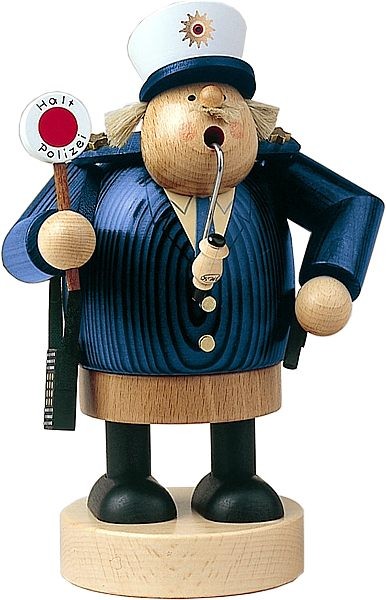 KWO Räuchermann Polizist in blau -Die Dicken-