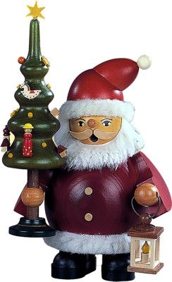 Kleinkunst Müller Räuchermann Weihnachtsmann mit Baum, klein