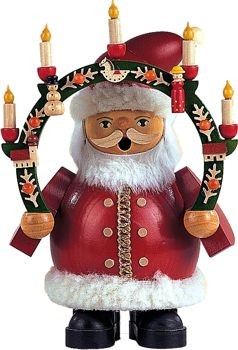 Kleinkunst Müller Räuchermann Weihnachtsmann mit Kerzenbogen, klein