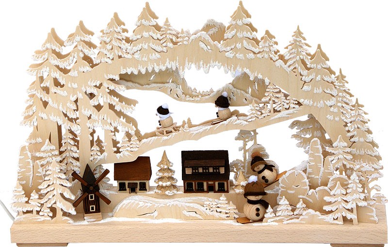 RATAGS Holzdesign 3D-Schwibbogen klein, Winterdorf