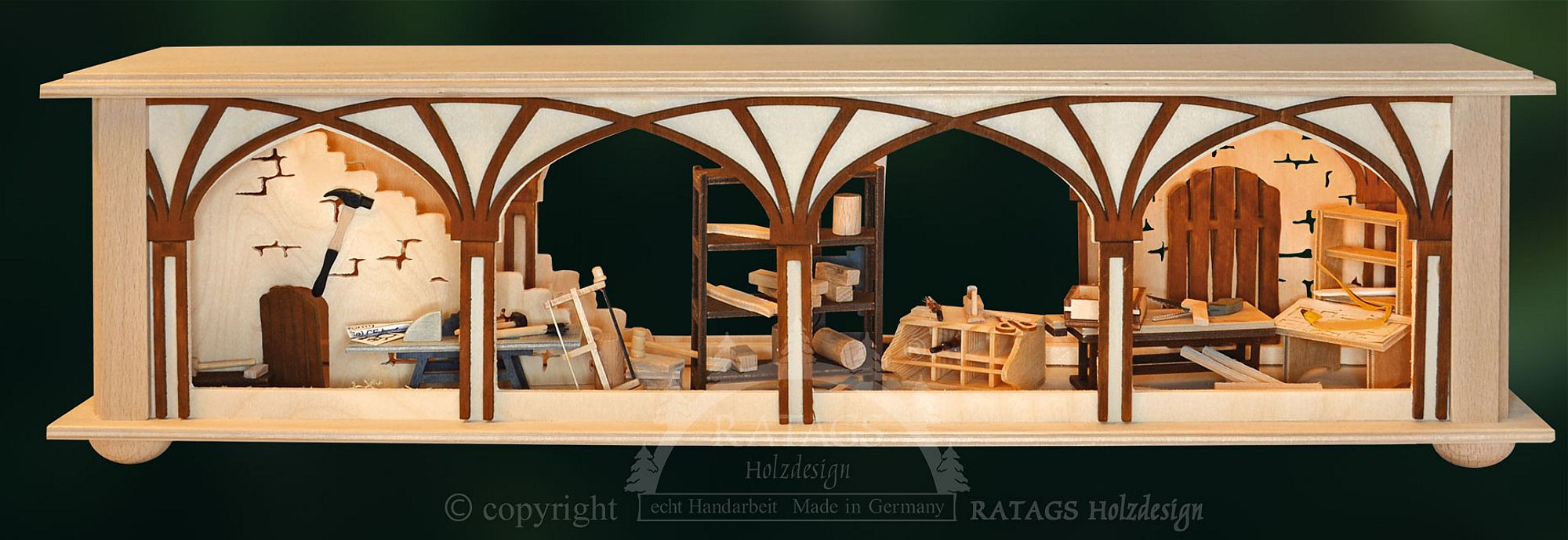 Ratags Raumleuchte Tischlerlager, braun, klein