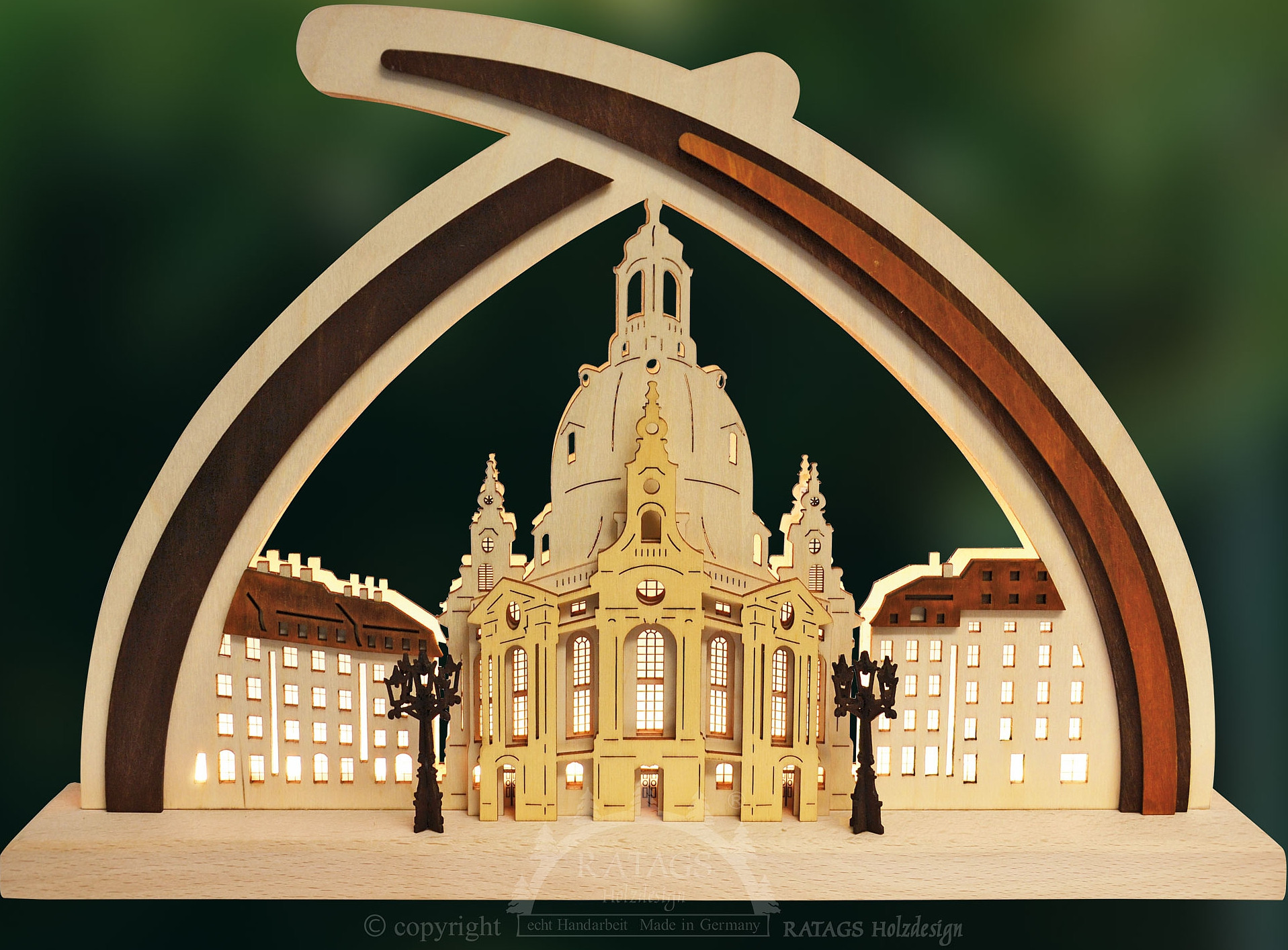 RATAGS Romantikleuchte Dresdener Frauenkirche, Massivholz