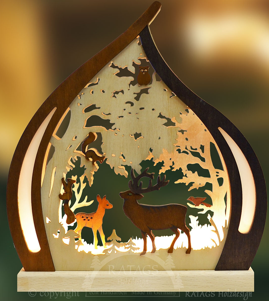 RATAGS Romantikleuchte Rehe im Wald, handbemalt
