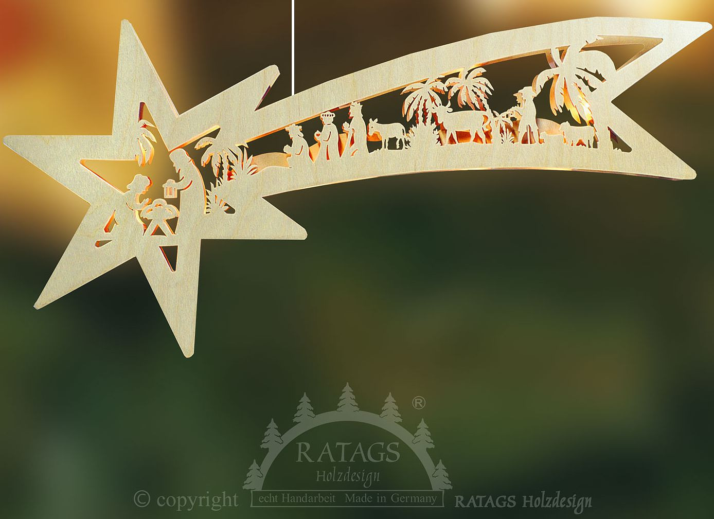 Ratags Beleuchtetes Fensterbild Sternschweif, Geburt Christi, 10tlg. Bel.