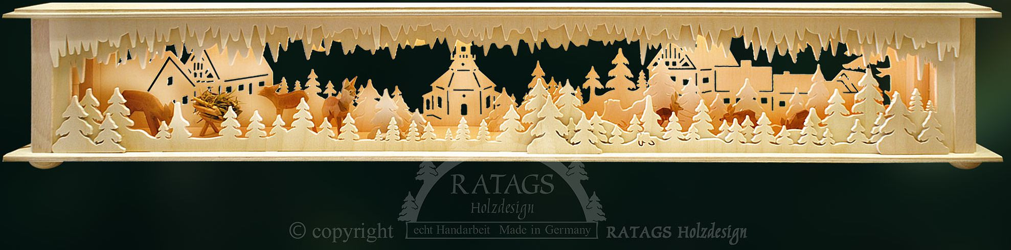 Ratags Raumleuchte Wald Seiffen, Rehe und Krippe, groß