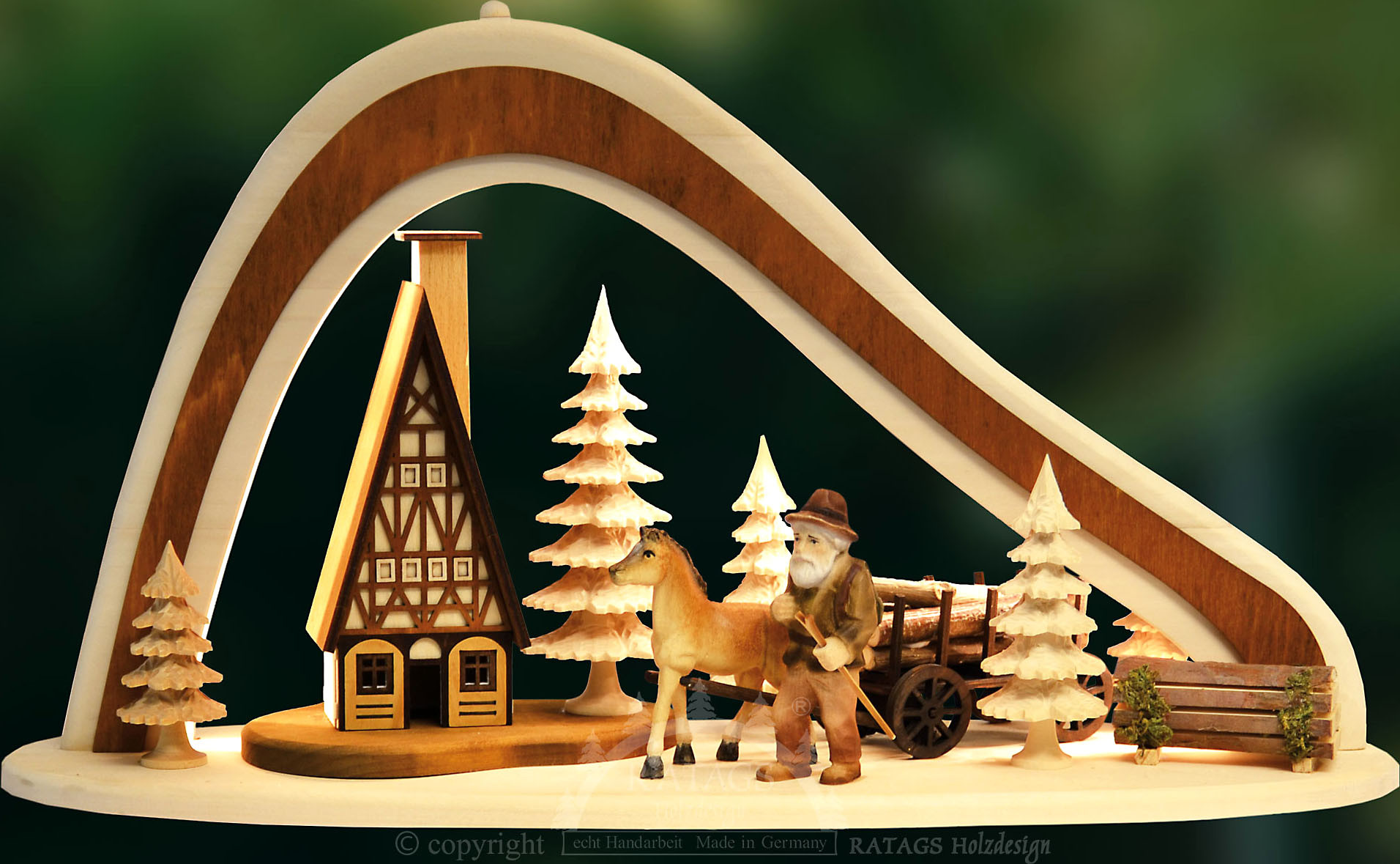 RATAGS Schwibbogen Traditionelles Holzrücken, Massivholz
