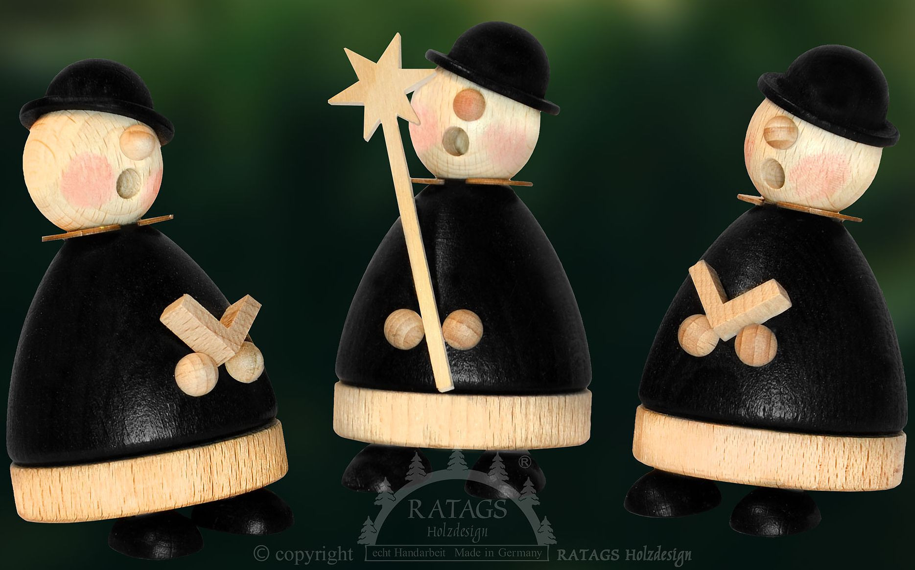 Ratags Räuchermännchen Räuchermollis Kurrendesänger, 3er Set