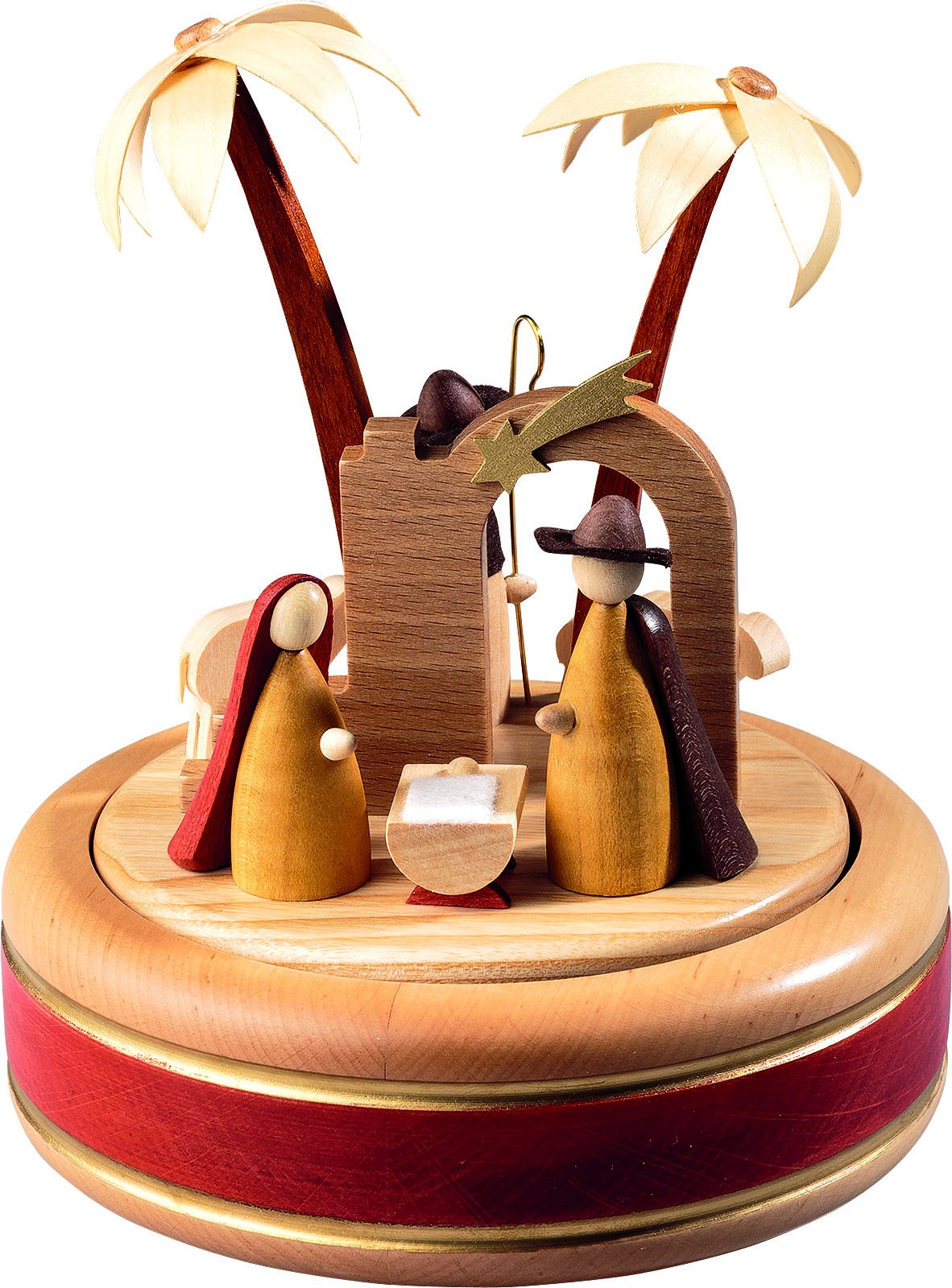 Spieldose Christi Geburt, 22-st. Spw. Stille Nacht, neues Naturholzdesign