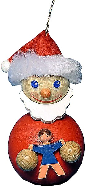 Richard Glässer Baumbehang Santa mit Puppe blau