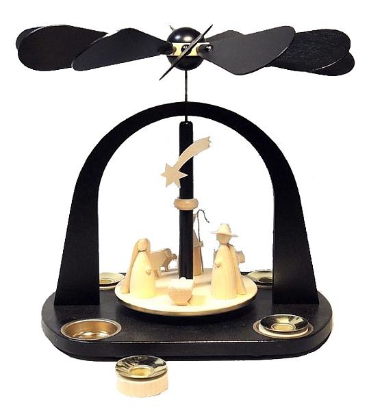 Richard Glässer Pyramide Christi Geburt, natur mit ebenholzfarbenen Figuren