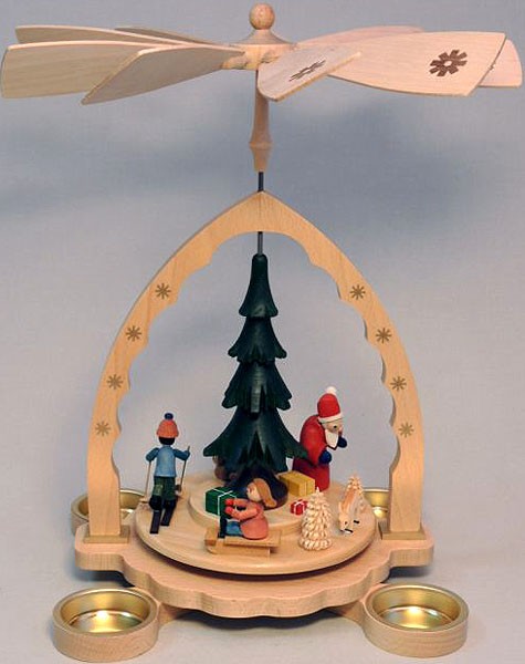 Richard Glässer Pyramide Weihnachtswald bunt für Teelichte