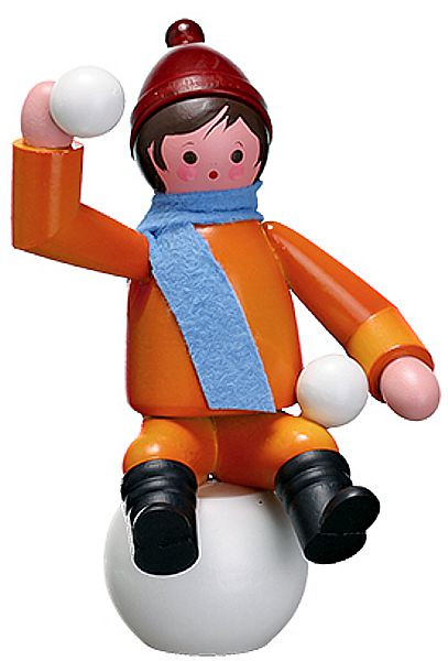 Romy Thiel Winterkind auf Kugel, groß orange