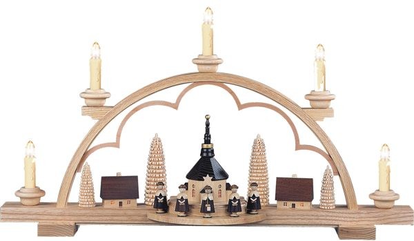 Kleinkunst Müller Schwibbogen Kurrende kl. Dorf LED