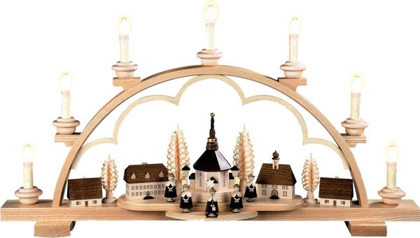 Kleinkunst Müller Schwibbogen Seiffener Dorf LED