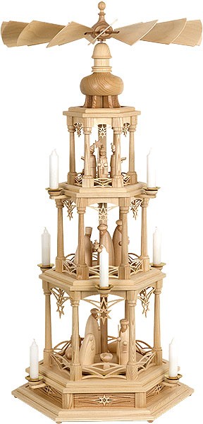 Holger Seidel Pyramide Sternenmotiv Krippe, 3-stöckig