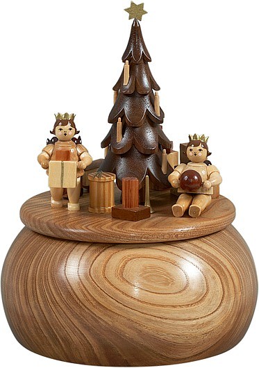 Ellmann Spieldose - Engel am Weihnachtsbaum / natur