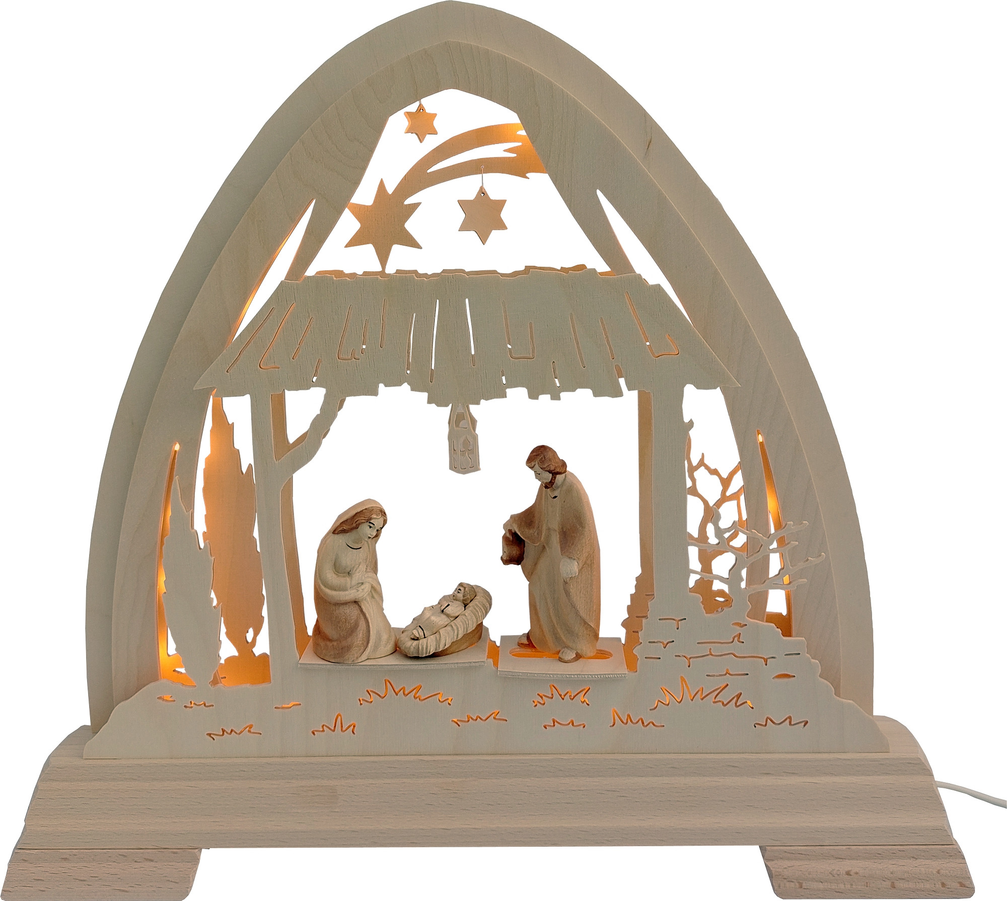 Taulin kleiner gotischer Bogen Stall mit Figuren gebeitzt LED Band