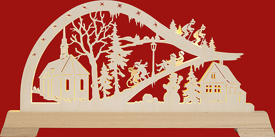 Taulin LED-Bogen - Kirche mit Wintersportler