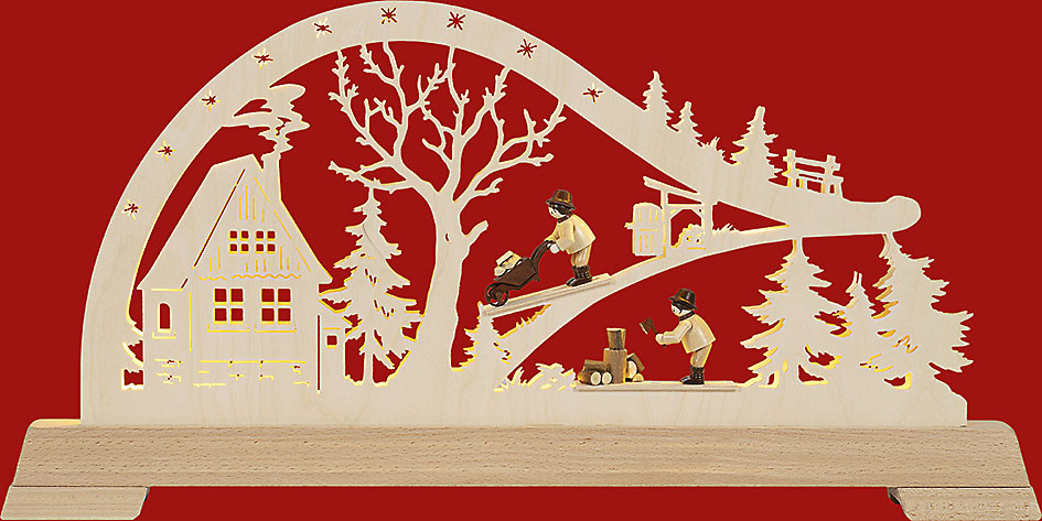Taulin LED-Bogen mit Figuren - Waldhütte mit Waldarbeiter