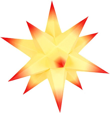 Marienberger Adventsstern - gelber Kern mit roter Spitze