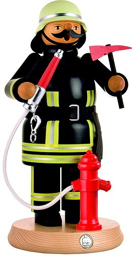 Kleinkunst Müller Räuchermann Feuerwehrmann mit Hydrant