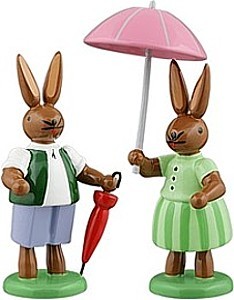 Ellmann Hasenpaar mit 2 Regenschirme