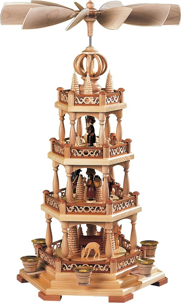 Kleinkunst Müller Pyramide Waldmotiv 3-stöckig Natur