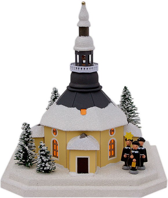 Birgit Uhlig Lichterhaus Seiffener Kirche mit Kurrende, 35 cm