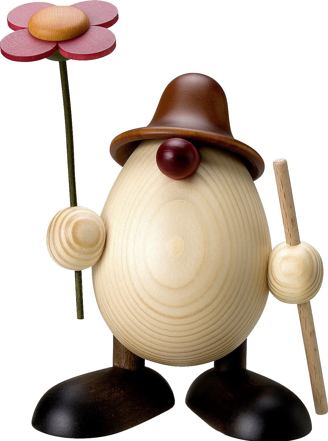 Björn Köhler Eierkopf Rudi mit Blume und Stock, braun