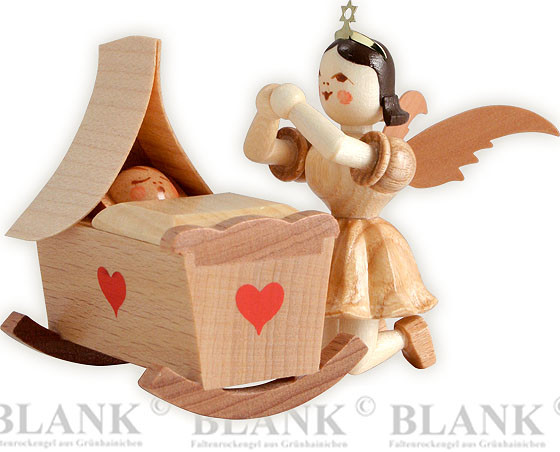 Blank Kurzrockengel mit Wiege und Engel, kniend