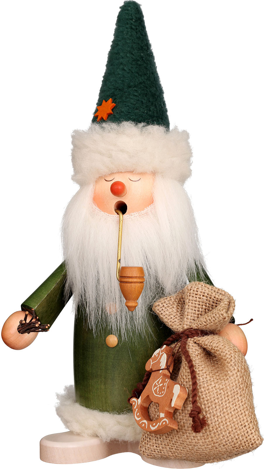 Räuchermann Schlafmütze Weihnachtsmann grün