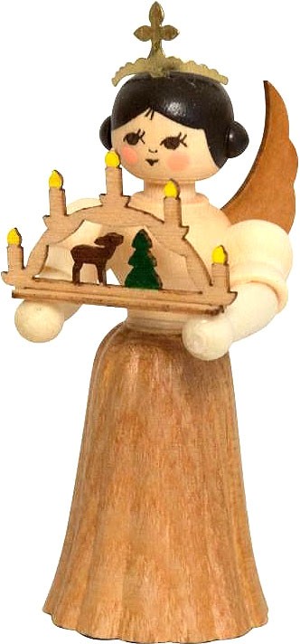 Drechslerei Kuhnert Konzertengel mit Schwibbogen, natur, klein