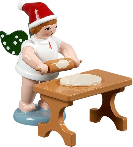 Ellmann Weihnachtsengel mit Teigrolle am Tisch, mit Mütze