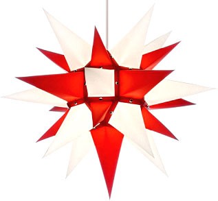 Herrnhuter Stern I4, weiß/rot - 40 cm
