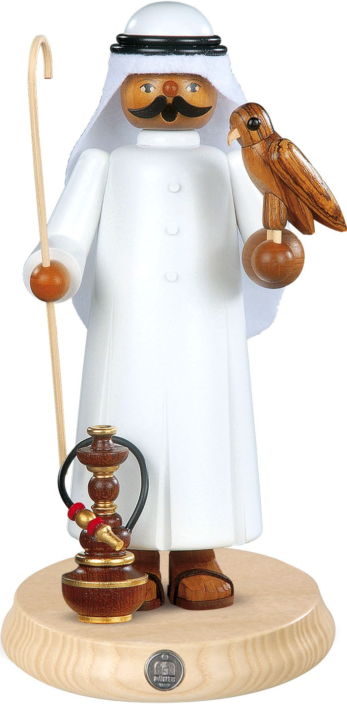 Kleinkunst Müller Räuchermann Araber - mit Falke und Shisha