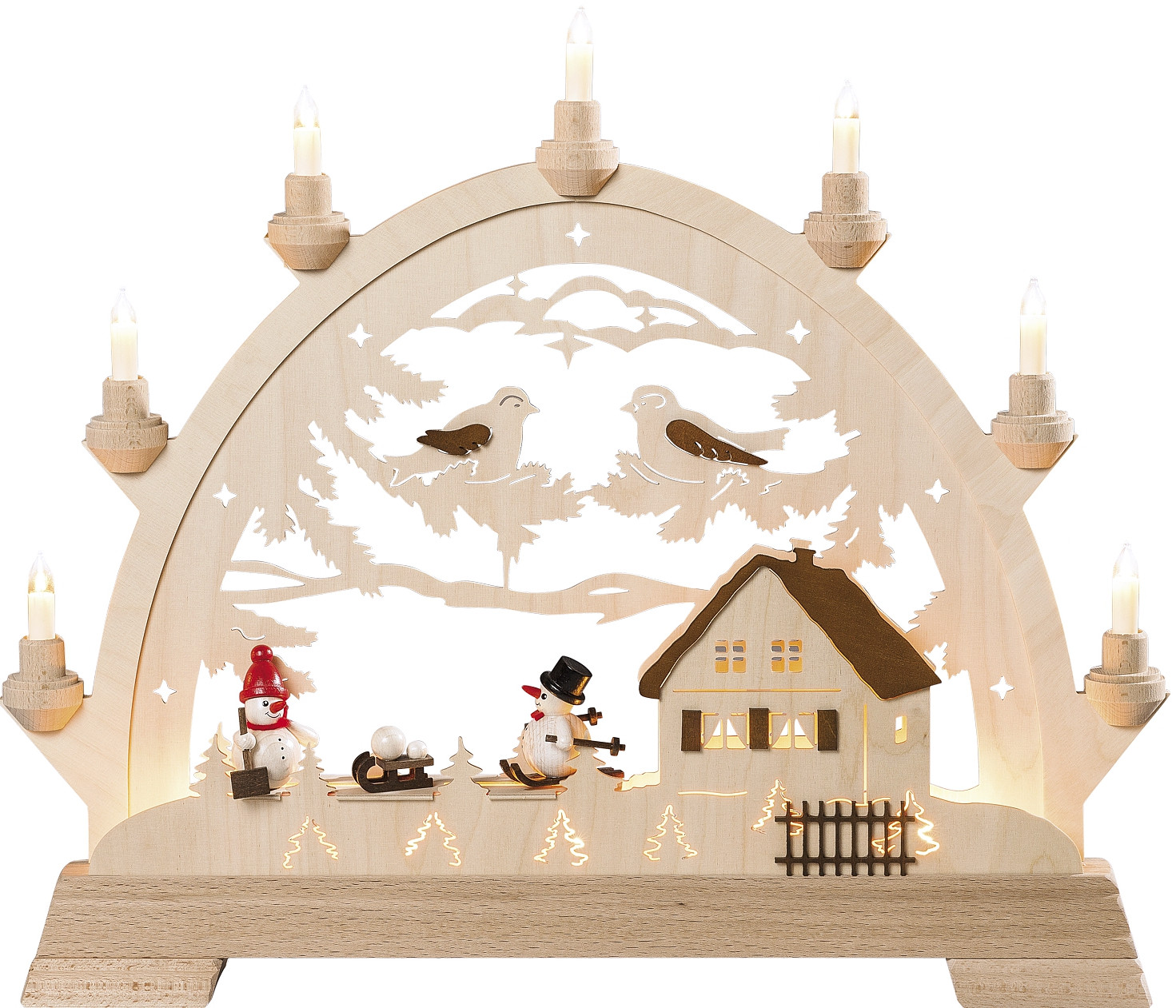 Taulin Kleiner elektr. Rundbogen Haus mit Figuren - Schneemänner