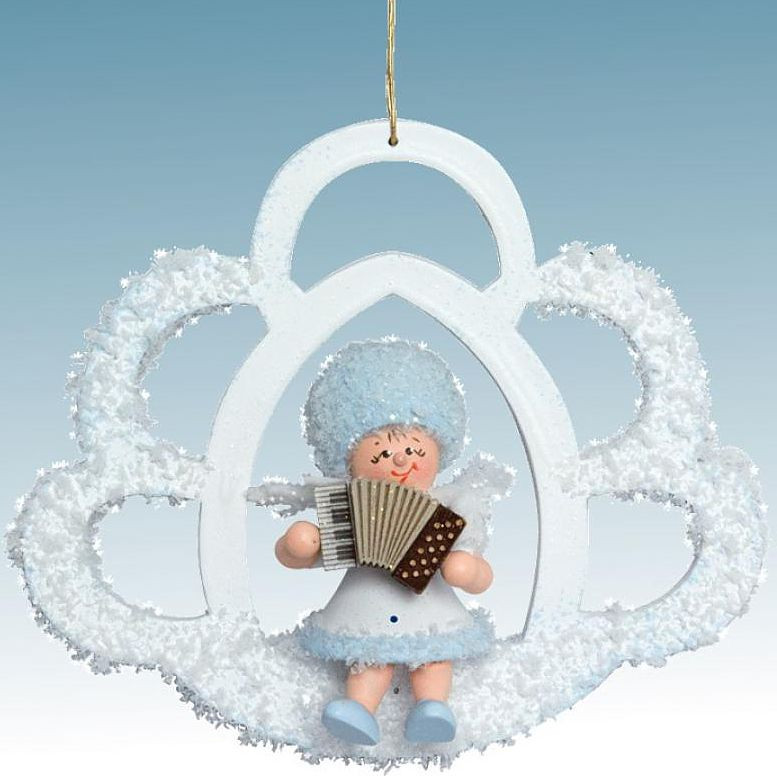 Drechslerei Kuhnert Baumschmuck Schneeflöckchen mit Akkordeon