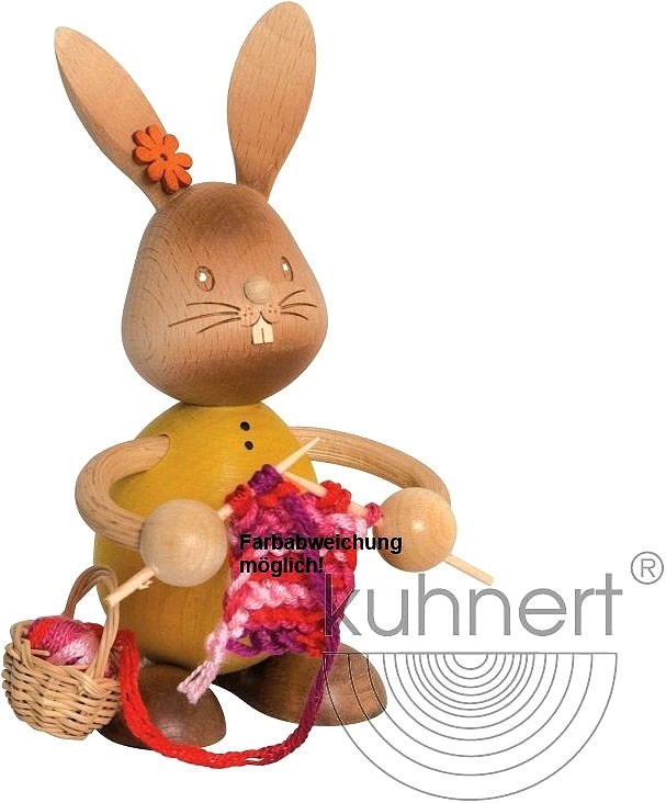 Drechslerei Kuhnert Stupsi Hase mit Strickzeug
