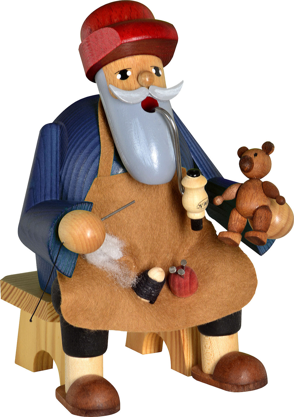 KWO Räuchermann Teddymacher, sitzend - Die Bärtigen