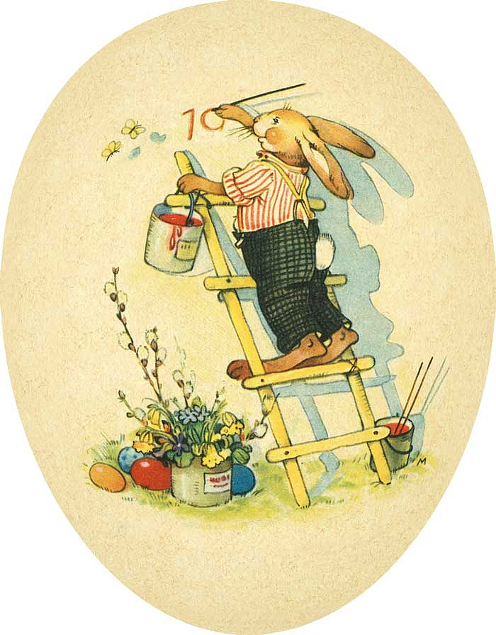 Nestler Osterei Best of Happiness, Hase auf Leiter, 15 cm