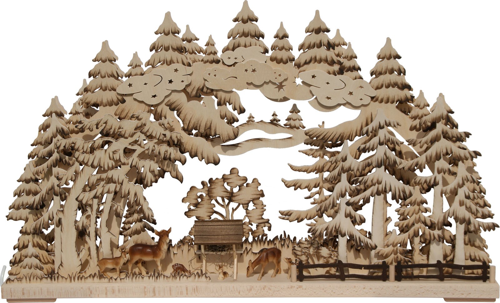 RATAGS Holzdesign 3D-Schwibbogen Rehe im Wald, groß
