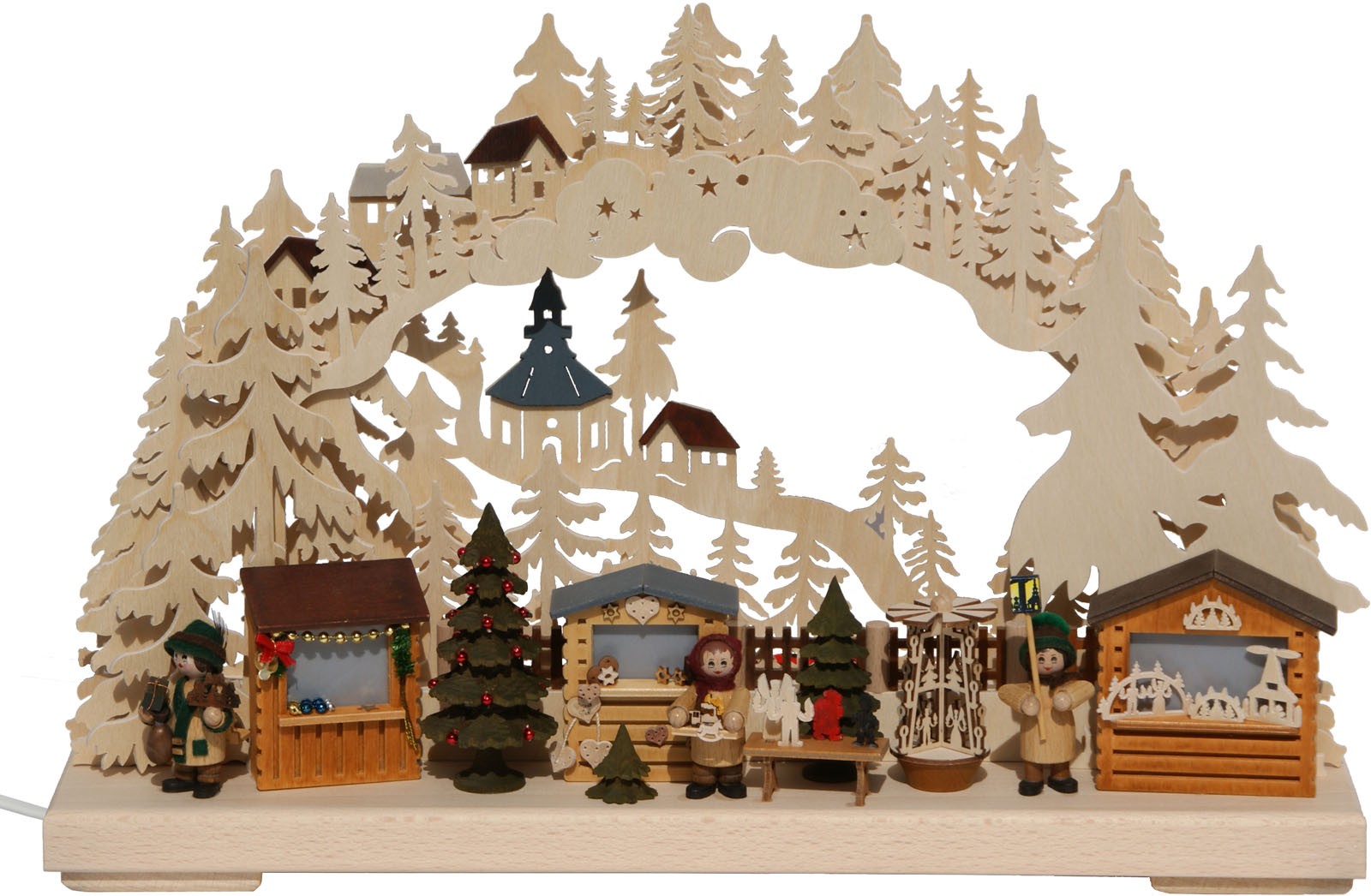 RATAGS Holzdesign 3D-Schwibbogen Seiffener Weihnachtsmarkt, klein