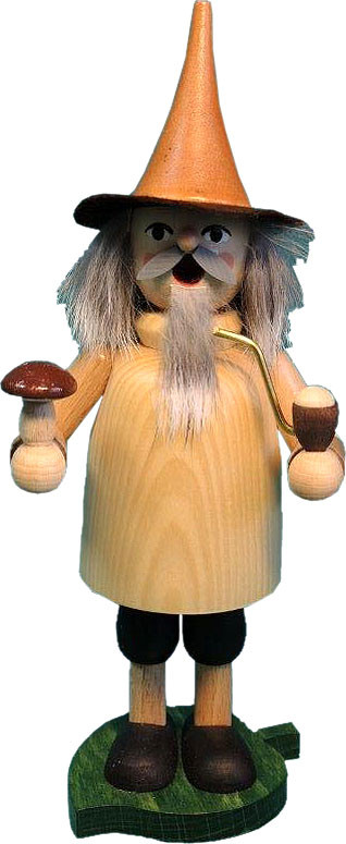 Richard Glässer Räuchermann Wichtel auf Blatt mit Pilz