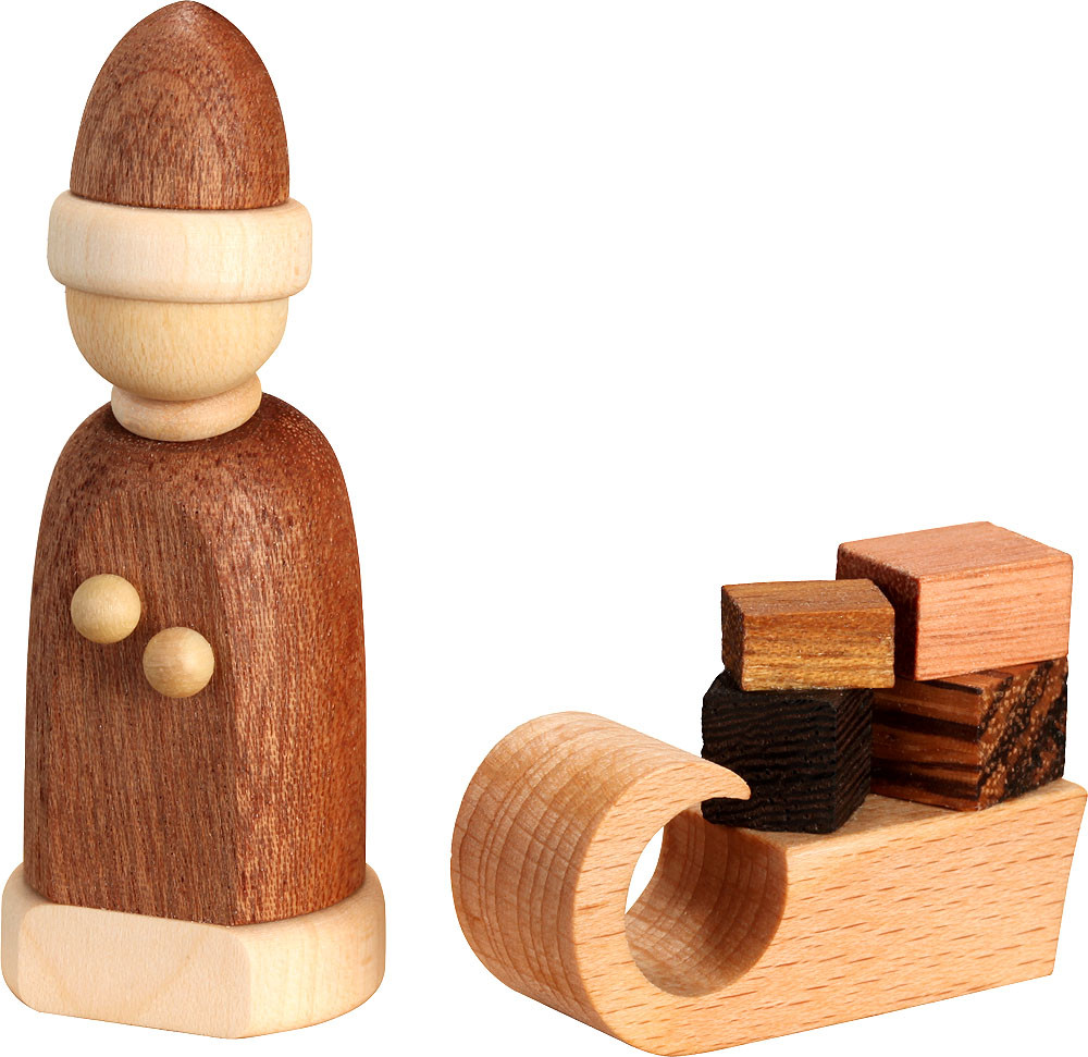 Seiffener Bolkskunsr eG Weihnachtsmann mit Schlitten, Edelholzausführung, 2-teilig