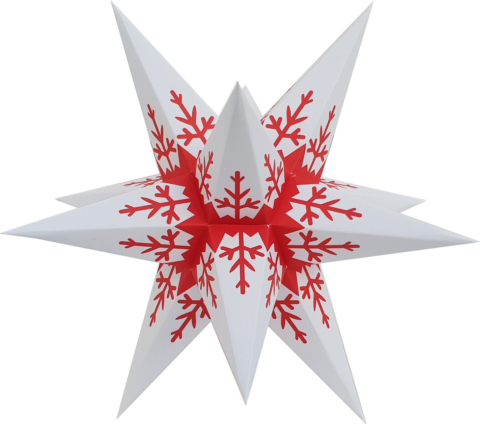 Marienberger Adventsstern - rote Flocke auf weiß