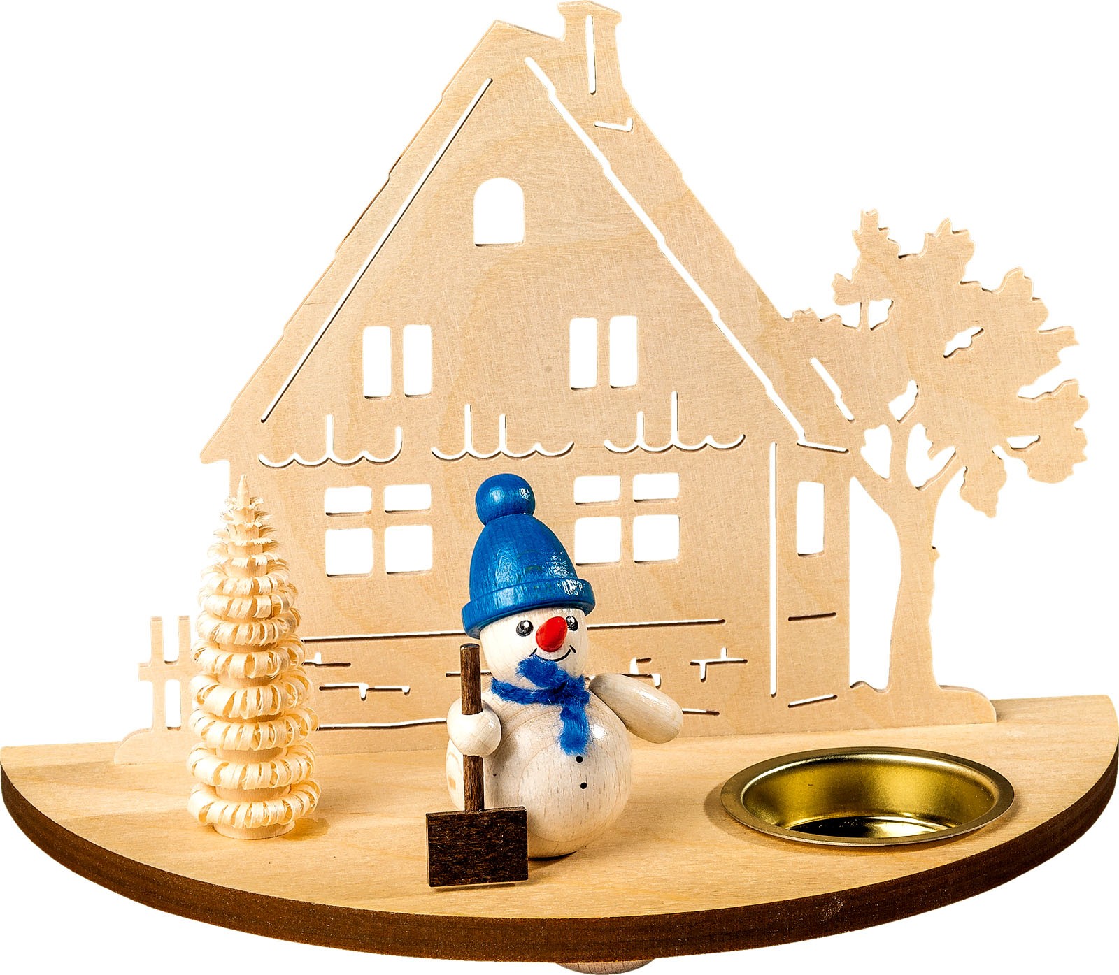 Taulin Kerzenhalter mit Figuren - Schneemann, blau