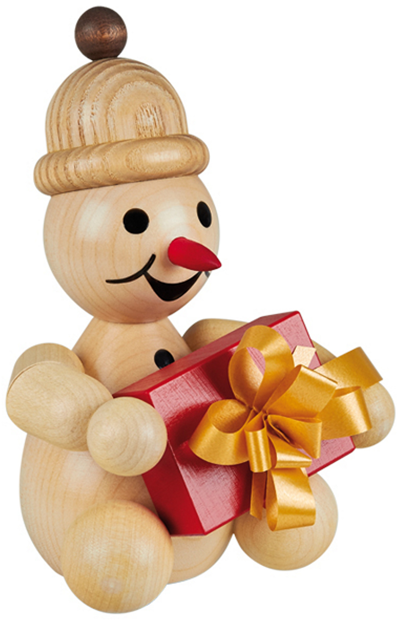 Drechslerei Volkmar Wagner Schneemann Junior mit Geschenk
