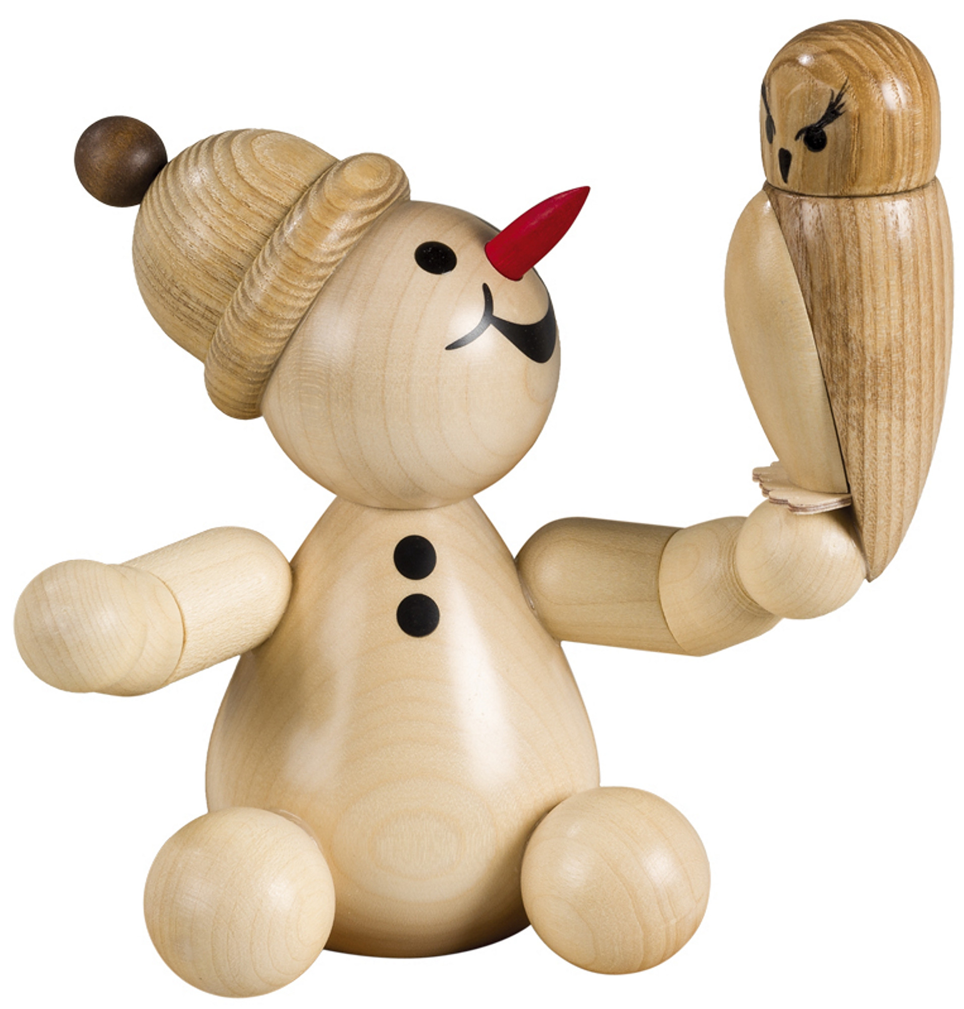 Drechslerei Volkmar Wagner Schneemann Junior mit Uhu